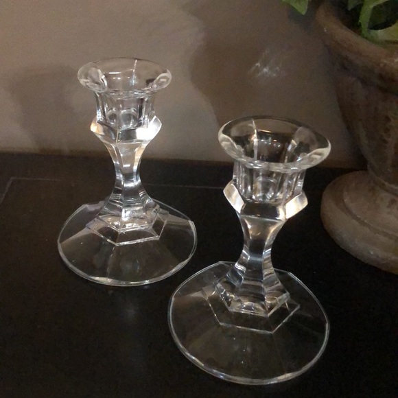 (2)Glass Candle Holders-Clear-4in tall - Picture 6 of 16
